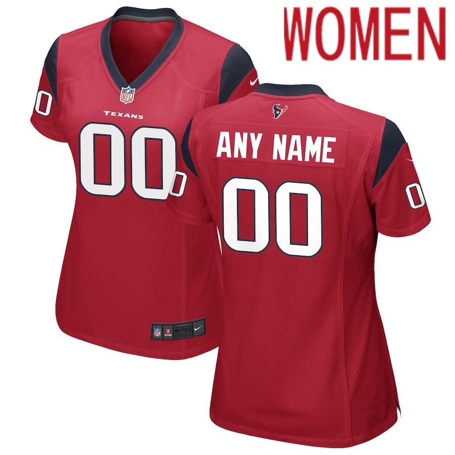 Women Houston Texans Nike Red Alternate Custom Game NFL Jersey->women nfl jersey->Women Jersey